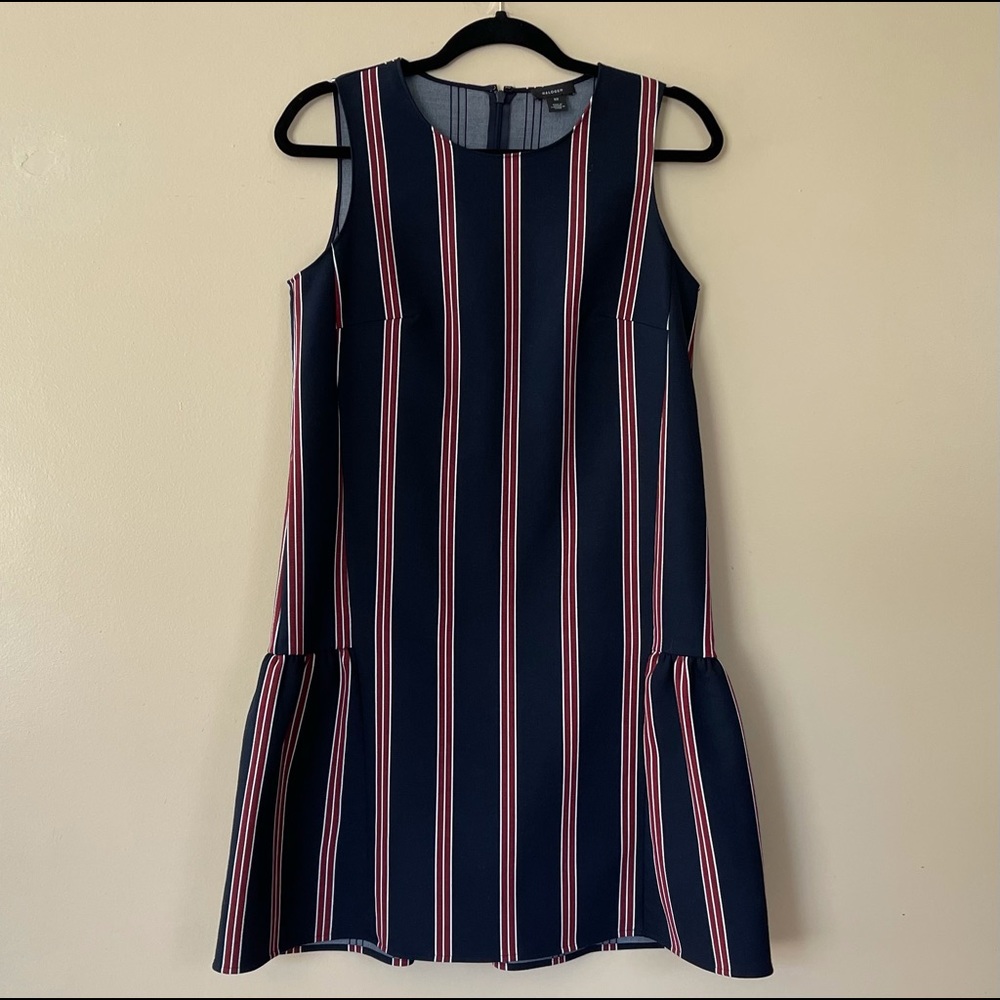 Halogen Striped Sleeveless Drop Waist Shift Dress